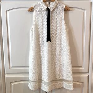 Alice and Olivia white lace with black ribbon